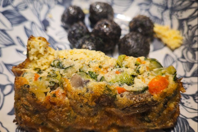 Veggie and egg bake served in plate